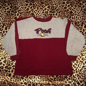 Vintage Winnie the Pooh Burgundy & Grey Crewneck Sweatshirt